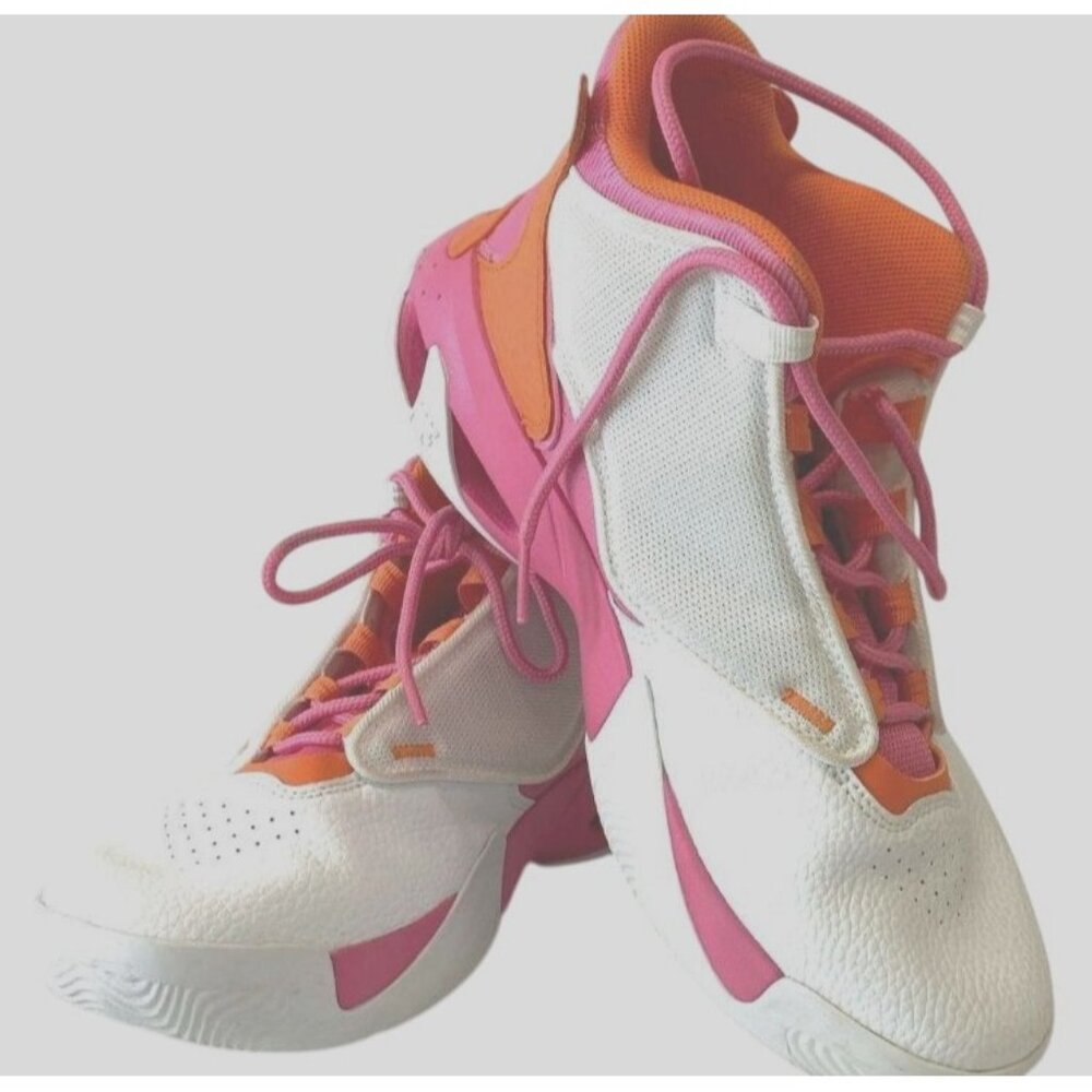 Air‎ Jordan 6.5Y Girls Basketball Shoes White Pink Orange Athletic Sneakers